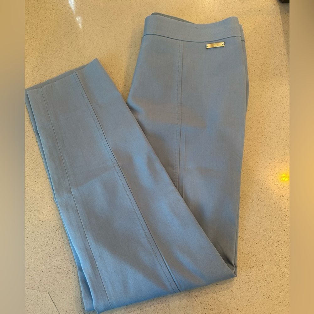 Tory Burch Women's Blue Slit Hem Cotton Blend Pants size 4